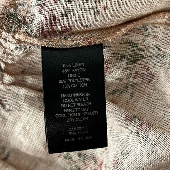 House of Harlow 1960 XS Floral Linen Maxi Dress TieStrap Tiered Cottagecore Boho - Picture 6 of 10